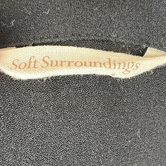 Soft Surrounding Black Top Rayon Layered Sleeve Classic Button-Up Size Large L - Picture 8 of 9